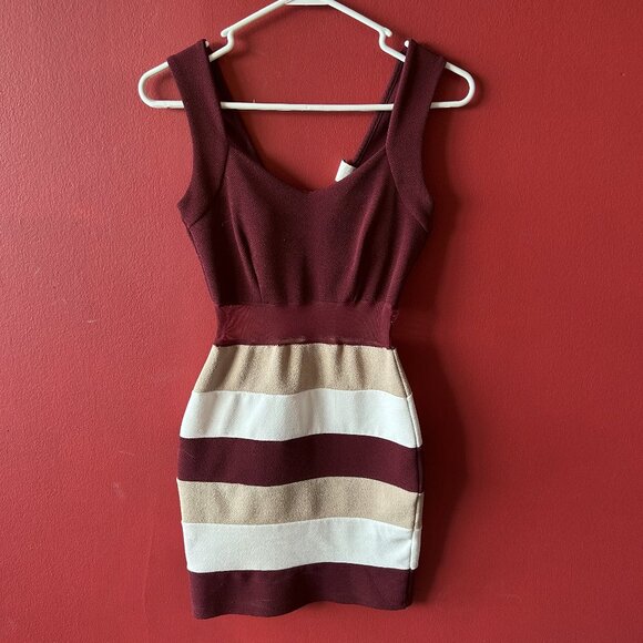 Bodycon Red Striped Mini Dress. - Picture 1 of 1